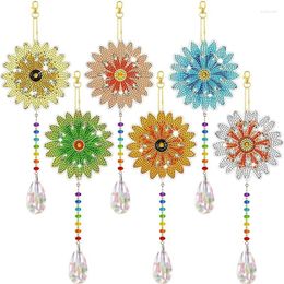 Decorative Figurines 6 Pieces Wind Spinner DIY Painting Chime Double Sided Paint Hanging Ornament For Garden Flower Easy Install