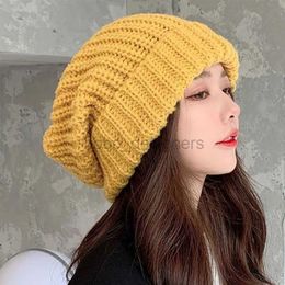 Beanie/Skull Caps 2023 Winter Warm Hats for Women Casual Stacking Knitted Bonnet Caps Men Hats Solid Colour Hip Hop Unisex Female Beanies d240429