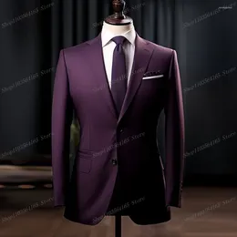 Men's Suits Purple Men Blazer Business Formal Office Coat Casual Work Prom Single Jacket Wedding Party Fashion Male Suit A03