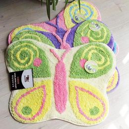 Carpets Beautiful Butterfly Soft Bedroom Baby Carpet Cute Children's Bedside Rug Kids Non-Slip Playmats Floor Mat Living Room Mats