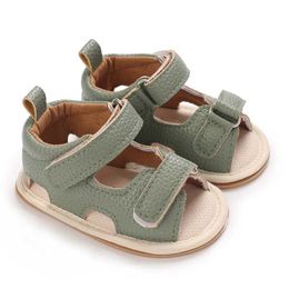 Sandals VALEN SINA Summer Baby Sandals Baby Boy Girl PU leather shoes for young children with rubber soles that are flat and non slip First Step Walker crib baby shoesL