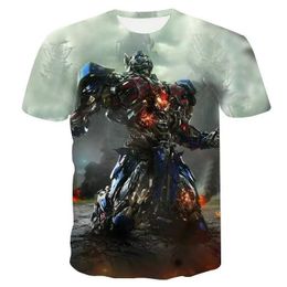 2024 Europe and the United States cross-border T-shirt Summer Transformers digital printed crewneck men's casual 3DT shirt