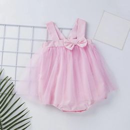 Girl Dresses Summer Baby Clothes Bow Sling Mesh Fluffy Dress Pink One-piece Infant Girls Clothing