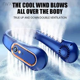 UYDW Electric Fans 2024 New Portable Mini Hanging Neck Fan Bladeless Neckband Fan Digital Display Power Air Cooler USB Rechargeable Electric Fans d240429