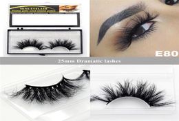 25mm eyelashes 3d mink lashes handmade full strip lash crisscross dramatic volume E80 false eyelash vendor5955400