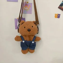 Shoulder Bags Korea Ulzzang Bear Doll Kawaii Ins Sweet Cartoon Bag Casual Canvas Women Messenger Harajuku Cute Shopper