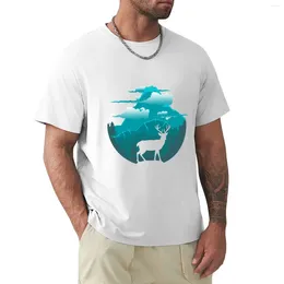 Men's Tank Tops Reindeer Nature Turquoise Landscape T-Shirt Graphic T Shirts Korean Fashion Mens Clothes