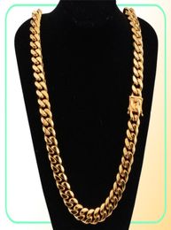 Luxury 18K Gold Plated Necklaces Gold Thick Chains High Polished Miami Cuban Link Necklace Men Punk Curb Chain Fashion Necklaces8465190