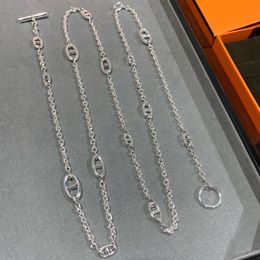 Designer Pig snout H pendant long Necklace for women couple 925 silver T0P Advanced Materials official reproductions brand designer European exquisite gift