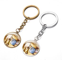 Anime Peter Rabbit Keychain Cute Rabbit Po Time Gem Childlike Key Ring Holder for Children Birthday Gifts Kids Jewelry8863945