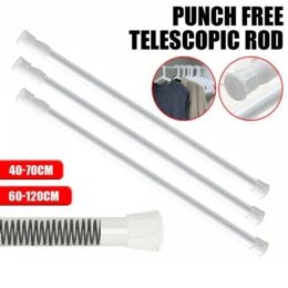 Set Telescopic Rod Multi Purpose Household Durable Spring Adjustable Punchfree Bathroom Product for Hanging Shower Curtain Wardrobe