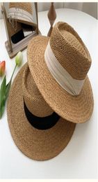 Romantic Lady Ribbon Straw Hat Sunhat Summer Web Celebrity Top Suntan Vacation Beach Travel Stingy Brim Hats7433011