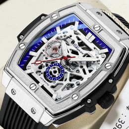 Wristwatches CHENXI Mens Tourbillon Mechanical Sports Waterproof Luminous Wrist Watches Date Quartz Watch Men Business Skeleton Clock Male