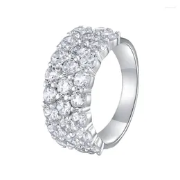 Cluster Rings 2024 925 Silver European Cross Border White Diamond High Carbon Ring Fashion Simple Wedding