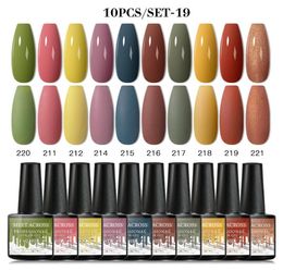 Bright Color Gel Nail Polish Set 10Pcs Semi Permanent UV Led Varnish Soak Off Lacquers Base Top Coat Art Kits9173285