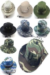 Sun Hats Cap Men Women Camouflage Bucket Hat With String Fisherman Cap Panama Safari Boonie15220966