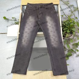 xinxinbuy Men women designer pant pocket destroyed embroidery back Letter jacquard fabric denim sets Spring summer Casual pants Black blue green red S-XL