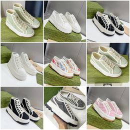 Designer Shoes Outdoor Casual Shoes Womens Mens high Letter High-quality Sneakers Beige Ebony Canvas Tennis Luxury Fabric Trims thick-soled Boot Platform soft