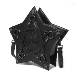 Storage Bags Y2k Dark Gothic Pentagram Shoulder Bag Unisex Punk Designer Casual Totes Women Fashion Retro Handbag Gifts Black Leather