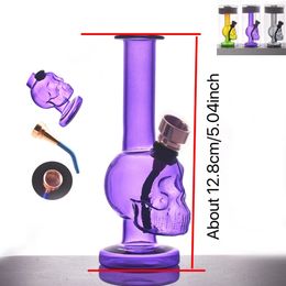 Wholesale mini travel hookak Cheap protable glass tobacco water bong pipe for smoking with metal dry herb bowl