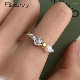 Cluster Rings 1 PCS Silver Colour Elasticity Ring For Women Fashion Vintage Punk Flower Geometric Party Jewellery Finger Accessories