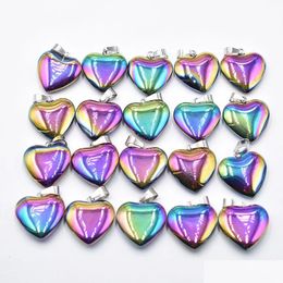 Charms Love Heart Stone Pendants 20Mm Wholesale 20/Lot Natural Colorf For Diy Jewellery Making Women Gift Drop Delivery Finding Dhgarden Dhgih