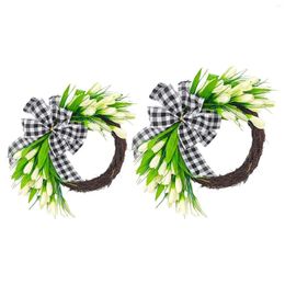 Decorative Flowers Artificial Flower Wreath Hanging Indoor Outdoor Decoration Floral Front Door For Home Patio Window