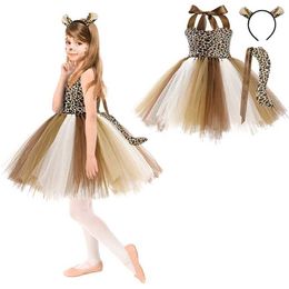Girl's Dresses New Tutu Skirt Set Childrens Clothing Animal Cos Elk Halloween Clothing Little Cat Mesh Girls Dress School Performance Dress