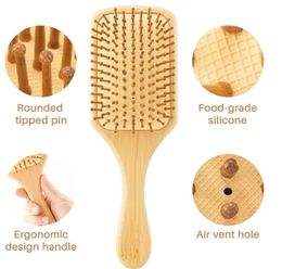 NEW Wooden Bamboo Hair Comb Healthy Paddle Brush Hair Massage Brush Hairbrush Comb Scalp Hair Care Combs Styler Styling Tools