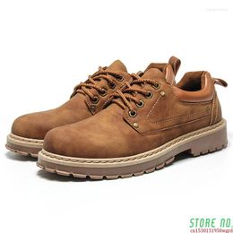 Casual Shoes Fashion Brand Leisure Leather Men Classic Ankle Lace Up Brown Youth Male Tooling