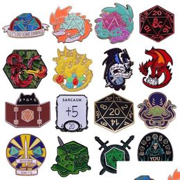 Tools Tools D20 Dnd Rpg Permainan Dadu Dungeon Master Enamel Pin Logam Bros Lencana Mode Perhiasan Pakaian Topi Ransel Hadiah Aksesor Dha2R