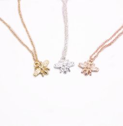 NEW Trendy Classic Bee Pendant Necklace Cute Cartoon Insects Necklace Gold Silver Rose Three Colour Optional2283663