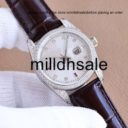 reloj Roles relojes Women Watch Diamond Bezel 32MM Automatic Mechanical Watches Leather Strap Sapphire Wristwatches Woman Fashion Designer Wristwatch