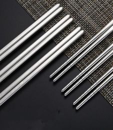 Square Chopsticks Glossy Stainless Steel Nonslip Chopsticks Silver Stainless Steel Dinnerware 150pair 225cm DH02033306230