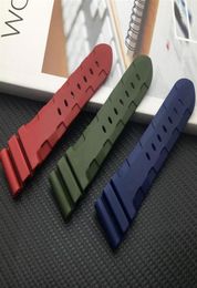 whole Black Blue Red Green watch band Silicone Rubber Watchband fit for Panerai Strap pin buckle 24mm 26mm289S2474191