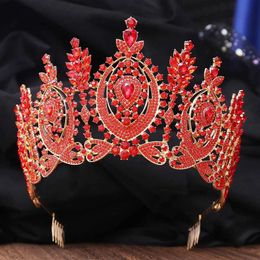 Tiaras 11 Colors Baroque Flower Full Crystal Tiara Crown For Women Wedding Luxury Dress Queen Bridal Bride Crown Hair Accessories