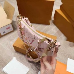 Fashion Women 21x11cm Lovely Charm Mahjong Pink Gold Strawberry Flower Chain Bag Designer Adjustable Strap Coin Body Mini Zippe Lstb