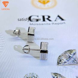 Luxury White Gold plated hip-hop iced out moissanite Earrings Stud VVS GRA Brilliant Cut Moissanite Diamond Earrings for man
