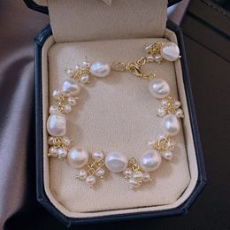 Sell 100% Natural Baroque Freshwater Pearl 14K Gold Filled Female Charm Bracelet Hand Jewellery Accessories 240428
