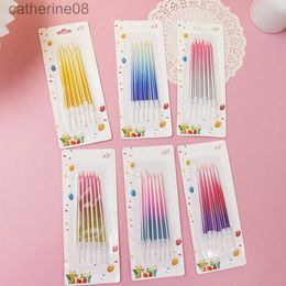 Candles 6PCS Gradient Colour Curve Happy Birthday Candle Party Cake Decoration Baking Plug-In Bending Twist Thread Year Holiday Wedding d240429