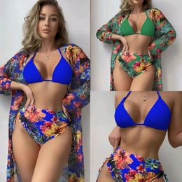 New Bikini Swimsuit Women's Solid Color Fragmented Flowers with Chest Pads and No Steel Bracelets Adult Bikini