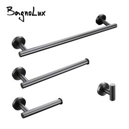 Set Bagnolux Stainless Steel Gun Grey Black Polished Chrome Brushed Gold Hanger Hook Towel Bar Paper Holder Bathroom Accessories