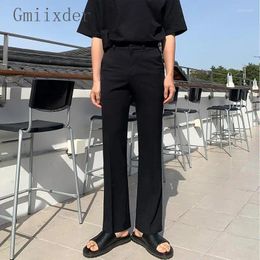 Men's Pants Micro Flared Suit Draped Ice Silk Long Trousers Summer Korean Oversized Straight Casual Bottoms