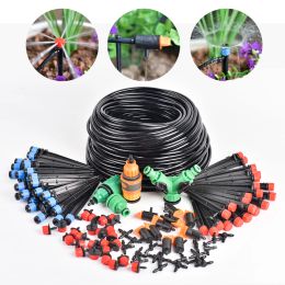 Decorations 5m50m Drip Irrigation System Automatic Watering Kit Irrigation Timer Garden Hose Adjustable Dripper Garden Tool Set