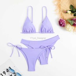 Women's Swimwear Women 3pc Bandeau Bandage Bikini Set Push Up Brazilian Swimwear Beachwear Swimsuit Sexy Bikiniwear Keyhole Bikini Top d240429