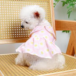 Dog Apparel Pink Daisy Pet Clothes Luxury Designer Pineapple Paint Puppy Clothing Medium Princess Party Doll Collar Dresses For Cats