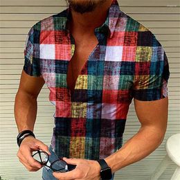 Men's Casual Shirts Retro Plaid Short Sleeved Flip Collar Printed Shirt For Street Leisure And High-quality Vacation Designer Clothing