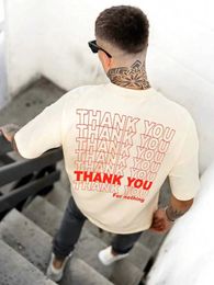 Men's T-Shirts Thank You For Nothing Letter Graphic Print Man High Quality T Clothes Summer Hip Hop Tshirt O-Neck Soft Cotton Tops H240429