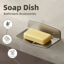 Set Aluminum Alloy Soap Holder Bathroom Soap Dish With Drain Water Wall Mounted Soap Box Bathroom Accessories