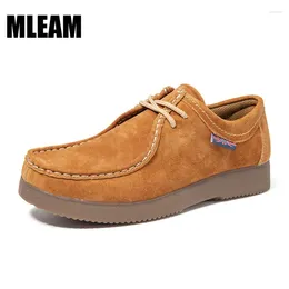 Casual Shoes Men Suede Leather Round Toe Soft Sole Lace Up Sneakers High Quality British Mens Flats Driving Brand Cargo